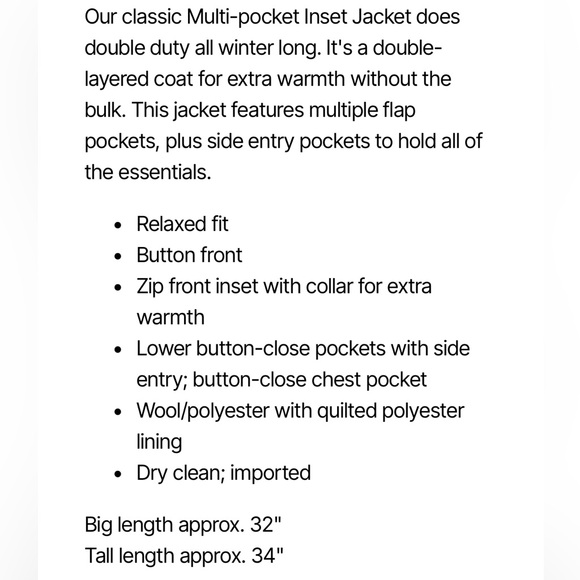 NWT KingSize Black Coat - Size Large Tall - Picture 3 of 7